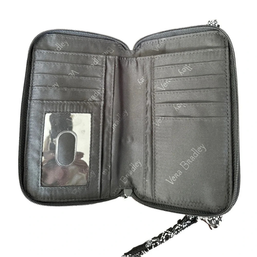 Vera Bradley wristlet wallet. Black and white. 2 zippers and pocket. - Picture 3 of 7
